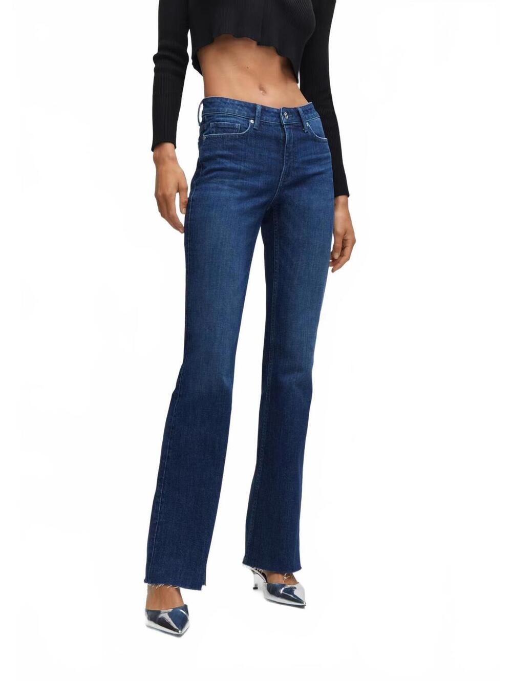 Mango Crop Flared Jeans NWT Fiona Dark Blue Size 2 / EUR 34